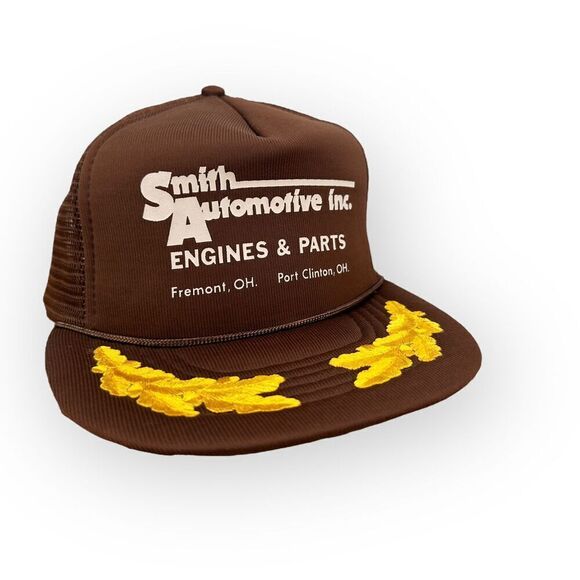 Vintage Smith Automotive Mesh Trucker Hat Brown Snapback Embroidered - Picture 1 of 10
